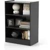 Image de Meuble à casier à 3 niveaux-bibliothèque avec 2 étagères réglables-dispositif anti-basculement inclus-50x30x75 cm noir