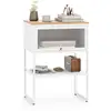 Image de Costway bout de canapé avec porte rabattable transparente, table de chevet industriel, table d’appoint compacte, poignée ronde, pieds en métal, étagère de rangement, 40 x 32 x 56 cm, noirblanc(blanc)