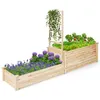 Image de COSTWAY Carré Potager en Bois de Sapin -223x64x134CM- Treillis Base Ouverte Peinture DIY - Vignes Grimpantes Fruits Fleurs Légumes