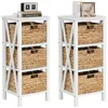 Image de COSTWAY Lot de 2 Table de Chevet à 4 Niveaux 3 Panier de Rangement Pliable pour Salon Bureau Chambre 36 x 30 x 80 cm
