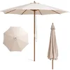 Image de Costway Parasol Ø 3m À 3 Hauteurs Réglables Avec Toit Ventilé, Cordon De Serrage, 8 Baleines En Bambou, Beige
