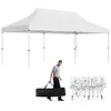 Image de COSTWAY Tonnelle de Jardin Pliante 3x6M-Protection Solaire UPF50+Etanche-Sac de Transport-3 Hauteur Réglable--15-20 Personnes-Blanc