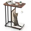 Image de COSTWAY 2 en 1 Arbre à Chat 64CM - Griffoir Pompon Suspendu Coussin Amovible Structure en Forme de C - Style Industriel