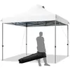 Image de COSTWAY Tonnelle de Jardin Pliante 3 x 3M-Sac de Transport à Roulettes-3 Hauteurs-6 à 8 Personnes-Tissu Oxford Imperméable-Blanc