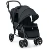 Image de DREAMADE Poussette Double Pliable et Légère pour 2 Bébés Siège Tandem Dossiers et Repose-pieds Réglables Frein à une Etape Noir