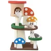 Image de COSTWAY Arbre à Chat 102CM en Forme de Champignon-Boule à ressort Condo Poteau Griffoir Plateforme de Saut-Tour de Jeux pour Chat
