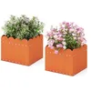 Image de COSTWAY Lot de 2 Carrés Potager en HDPE - Trous de Drainage Design de Clôture Bac à Fleurs - Fruits Fleurs Légumes - Orange