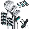 Image de COSTWAY Set de Golf 11 Clubs-Droitier Hommes-DriverBois de ParcoursHybride5 FersPutter-Sac Trépied-Capuche Anti-pluie-Vert