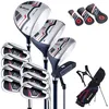Image de COSTWAY Set de Golf 11 Clubs-Droitier Hommes-DriverBois de ParcoursHybride5 FersPutter-Sac Trépied-Capuche Anti-pluie-Bleu
