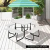 Image de COSTWAY Table de Pique-Nique Ronde avec 4 Bancs pour 8 Personnes Trou pour Parasol Table de Camping pour Terrasse Jardin Blanc