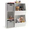 Image de Costway étagère à jouets enfant avec 2 bacs en tissu amovibles, bibliothèque enfant avec 3 étagères ouvertes & 2 compartiments, meuble rangement enfant pour jouets livres, 77 x 33 x 93,5 cm