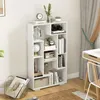 Image de COSTWAY Bibliothèque Géométrique Moderne H 120 CM Étagère Ouverte de Rangement Autoportante avec Kits Anti-Basculement Blanc