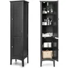 Image de Costway Colonne De Salle De Bain 5 Niveaux 2 Portes, Meuble Rangement Avec Porte Magnétique,37 X 37 X 160 Cm Noir