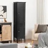 Image de COSTWAY Meuble Colonne de Salle de Bain avec 2 Portes et Rangement à 5 Niveaux pour Salle de Bain Salon 37 x 37 x 160 cm Noir
