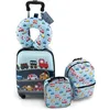 Image de COSTWAY 5 PCS Valise Enfant 16'' + Sac à dos 12'' Oreiller Cervical Etiquette Sac à Déjeuner Voyages en Avion Voiture