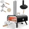 Image de Four Pizza Extrieur Portable COSTWAY-Pierre Pizza 30 cm Rotative-Pole Granuls de Bois-Thermomtre-Couverture-Pelle Pizza
