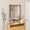 Image de COSTWAY Miroir Mural Rustique avec Cadre en Bois de Sapin Miroir Décoratif à Suspendre Style Vintage 77 x 100 CM