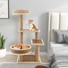 Image de Arbre à Chat à 4 Niveaux COSTWAY - Balle Suspendue - Lit Spacieux - Plateformes - Tapis en Peluche Amovible