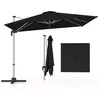 Image de COSTWAY Parasol Déporté Carré de 3m avec Base en Croix Poteau en Aluminium Rotatif à 360° Manivelle Inclinable 8 Baleines Noir