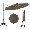 Image de Costway Parasol Déporté  339cm Avec Base En Croix, 5 Angles Et Hauteurs Réglables, Rotatif À 360°(brun)