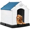 Image de GOPLUS Niche pour Chien en Plastique avec Trous de Ventilation et Plancher Surélevé Maison pour Chien avec Toit Étanche (S)