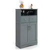 Image de Costway Meuble De Salle De Bain À 2 Portes 2 Tiroirs, Colonne Salle De Bain Armoire Haute, 30x60x108 Cm Gris