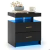 Image de COSTWAY Table de Chevet avec 2 Tiroirs LED en 16 Couleurs 21 Modes Dynamiques Télécommode pour Chambre Salon Noir