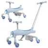 Image de COSTWAY Tricycle pour Enfants avec Putter Roue Lumineuse Panier Repose-Pieds Pliables Poignées Réglables Charge 50kg Bleu