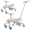 Image de COSTWAY Tricycle pour Enfants avec Putter Roue Lumineuse Panier Repose-Pieds Pliables Poignées Réglables Charge 50kg Rose