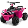 Image de Costway 12v quad électrique enfant, voiture électrique, phares musique klaxon pédale, guidon antidérapant (rose)