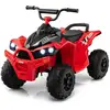 Image de Costway 12v quad électrique enfant, voiture électrique, phares musique klaxon pédale, guidon antidérapant (rouge)