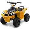 Image de Costway 12v quad électrique enfant, voiture électrique, phares musique klaxon pédale, guidon antidérapant (jaune)