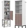 Image de Meuble colonne salle de bain, armoire haute 145cm, grand placard, 3 compartiments, étagère réglable (blanc)