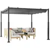 Image de Costway pergola rétractable 310x310cm avec auvent rétractable, colonnes métalliques, pavillon pare-soleil (gris)