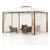 Image de Costway tonnelle de jardin 360 x 300cm avec moustiquaire, toit 2 niveaux imperméable, cadre métallique (beige)