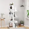 Image de COSTWAY Etagère de Rangement en Bois Bibliothèque Autoportante à 8 Etagères Présentoir Multifonctionnel pour Livre Plantes Blanc