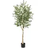 Image de COSTWAY Olivier Artificiel Plante Artificielle en Pot H-182 cm 1296 Feuilles en Soie 72 Fruits Décoration Intérieur / Extérieur