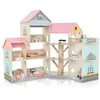 Image de COSTWAY Maison de Poupée dAngle en Bois pour Enfants 3 ans+ 3 Étages 6 Chambres avec 41 Accessoires 87 x 32 x 94 cm
