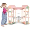 Image de Costway Maison De Poupée En Bois Avec 7 Pièces & 32 Meubles, Avec Piano & Toit Rose Pour Enfants De 3-8 Ans