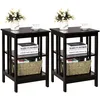 Image de COSTWAY Lot de 2 Table de Chevet à 3 Niveaux Table dAppoint Simple et Contemporain pour Chambre Salon 40 x 40 x 61CM Brun