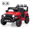 Image de COSTWAY 12V Voiture Electrique Enfants Télécommande 24G 3 Vitesses & Suspension à Ressorts LED USB Musique Lumières Rouge