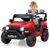 Image de Costway 12v voiture électrique enfant avec télécommande 2,4g, musique, led, démarrage lent & 3 vitesses (rouge)
