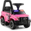 Image de Costway Porteur Enfants Avec Mégaphone & Autocollant De Police, Charge 25 Kg Pour Enfants De 18-60 Mois Rose