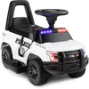 Image de Costway Porteur Enfants Avec Mégaphone & Autocollant De Police, Charge 25 Kg Pour Enfants De 18-60 Mois Blanc