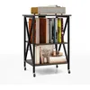 Image de Meuble de Rangement Tourne-disque COSTWAY Station de Charge Intégrée&Table dAppoint en Métal pour Bureau&Salon 45x40x34CM Gris
