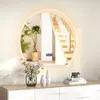 Image de Miroir Salle de Bain Demi-cercle COSTWAY Lumières LED à 3 Couleurs&Fonction Mémoire&Affichage de lheure-Température 53x60CM Argent