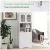 Image de Costway meuble de salle de bain à 4 portes et 3 compartiments ouvertes, armoire haute avec porte en verre dépoli, colonne salle de bain, pour salon, cuisine, 30 x 60 x 148,5 cm, blanc