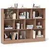 Image de Costway bibliothèque etagère à 10 cases, armoire de rangement autoportante à 3 niveaux, etagère de présentation en bois de 140 cm, naturel
