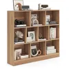 Image de Étagère Bibliothèque 3 Niveaux COSTWAY-120x24x104 CM-10 Cases Ouverts Rangement-Kit Anti-Basculement-Capacité Max 170 KG-Naturel