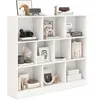 Image de Étagère Bibliothèque 3 Niveaux COSTWAY-120 x 24 x 104 CM-10 Cases Ouverts Rangement-Kit Anti-Basculement-Capacité Max 170 KG-Blanc